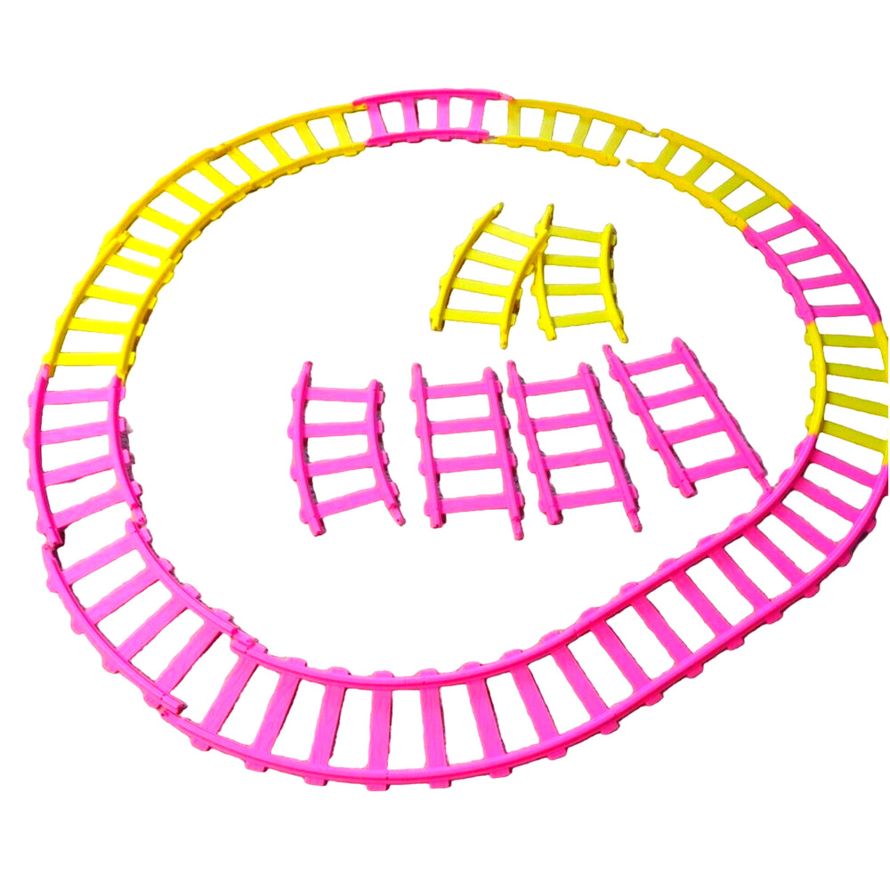 Large Yellow And Pink Plastic Kids Toy Train Tracks